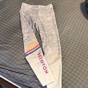 Peloton Gray Women’s Leggings with Pink, Teal & Yellow Stripes